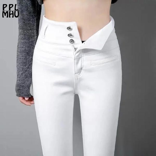 Imposta jeans oversize a vita alta 5xl moda donna stretch skinny vaqueros pantaloni a matita slim bianchi neri leggings in denim alla caviglia