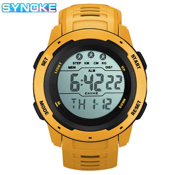Relógio digital masculino da marca SYNOKE Relógios esportivos masculinos com função de temporização Relógio digital à prova d'água 50M Relógio militar