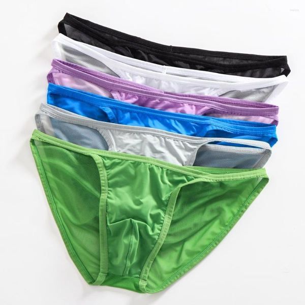 Unterhosen Sexy Unterwäsche Männer Transparente Slips Dünne Atmungsaktive Shorts Rückseite Mesh Garn Männliche Höschen