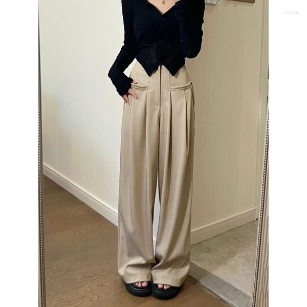Женские брюки груз прямо широкие ноги высокая талия 2023 y2k в стиле брюки летняя одежда модная случайная палаццо -брюки корейский