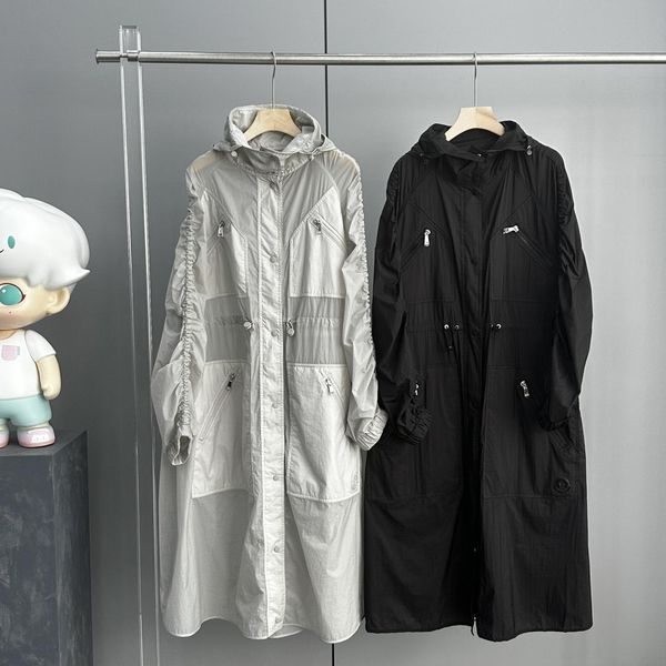 Capatos de chuva verão New Lady's Parka Fine Tear Teto Resistente a Nylon Tecido Ajustável Tom de Luz Luz Liga Liga Liga de Trencheira longa