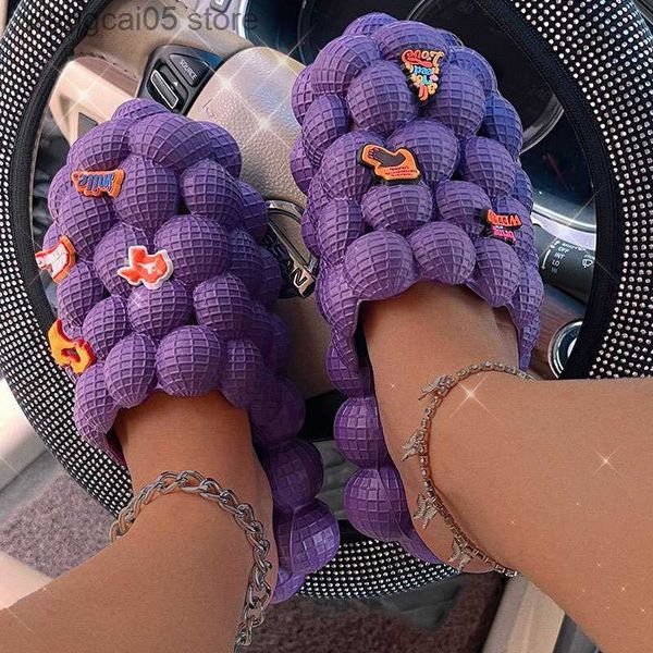 Тапочки Женщины пузырьковые слайды Diy Beach Мужчины Женщины Bubble Sandals 2022 Летняя домашняя обувь платформу Bubble Ball Slippers Мужчины Большой размер 48 T230711