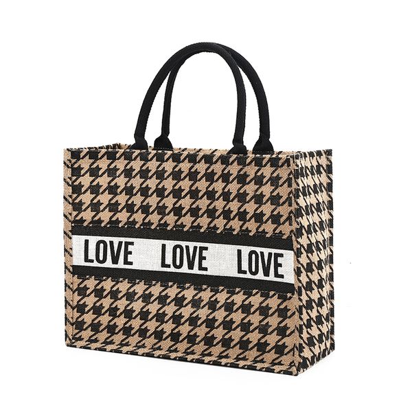 Borse da sera Donna Estate Borse di iuta di lusso per spiaggia Vintage Swallow Gird Stampa Spalla Uso quotidiano Donna Leopard Shopping Tote 230711