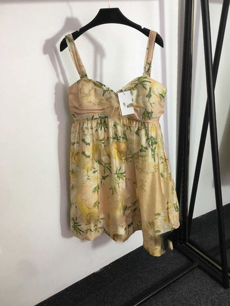 Vestidos de verão 23ss vestidos femininos roupas de grife femininas moda elegante temperamento feminino estampado com flores fragmentado sutiã vestido com alça roupas femininas de alta qualidade