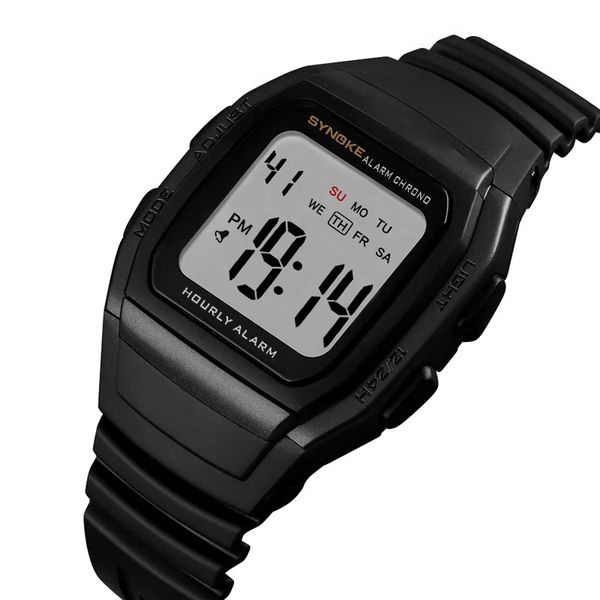 SYNOKE Relógio de Pulso Masculino 12/24 Horas Multifuncional Relógio Digital Eletrônico Esporte À Prova D' Água Led Relógio Masculino Militar Montre Homme