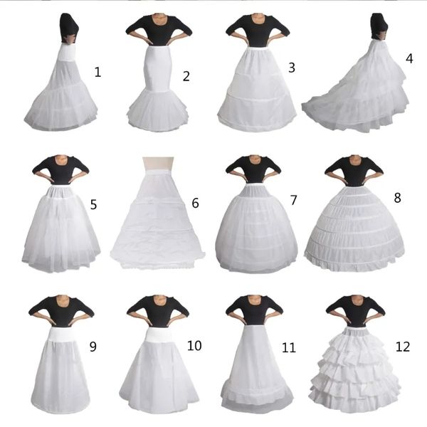 Venda quente muitos estilos de casamento nupcial anágua hoop crinoline baile underskirt fantasia saia deslizamento