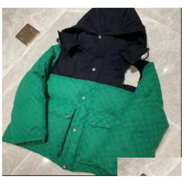 Erkek ceketler lüks pufzer kapüşonlu kalın siyah koyu yeşil katlar için ceket aşağı