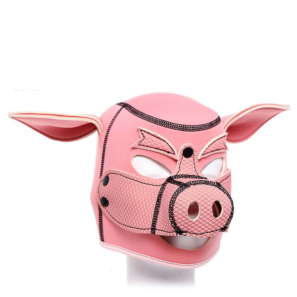 Giocattoli sessuali per coppie Maschera per animali fetish in neoprene con naso staccabile Testa piena Bondage BDSM Cappuccio per schiavo di maiale_voghion.com
