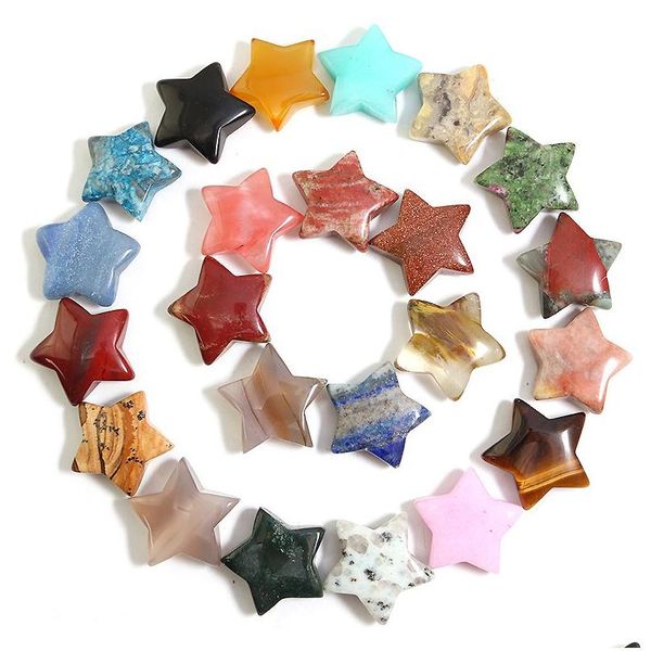 Pedra Cristal Natural 30Mm Ornamentos Estrela Quartzo Cristais de Cura Energia Reiki Gem Jóias Acessórios para Fazer Sala de Estar Decoração Dhrs3