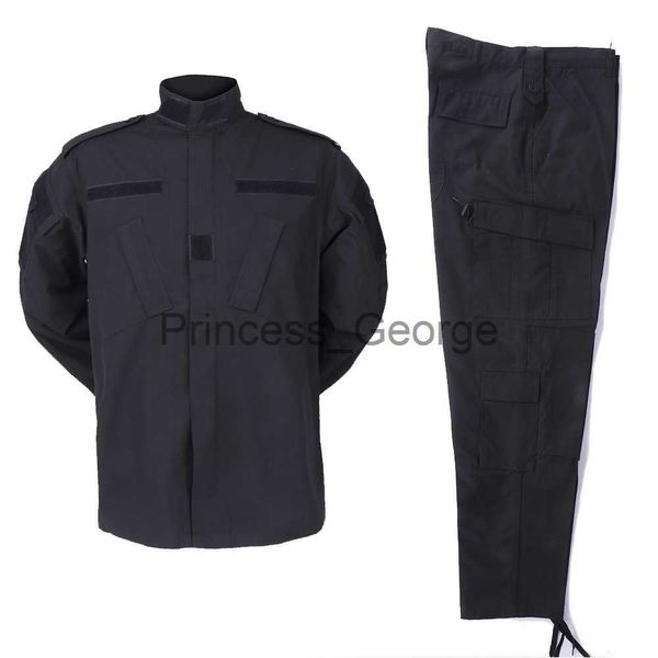 Altri Abbigliamento Uniforme della polizia nera Camicia e pantaloni Abbigliamento tattico Allenamento all'aperto Solider Swat Tute Uniforme da lavoro multifunzionale x0711