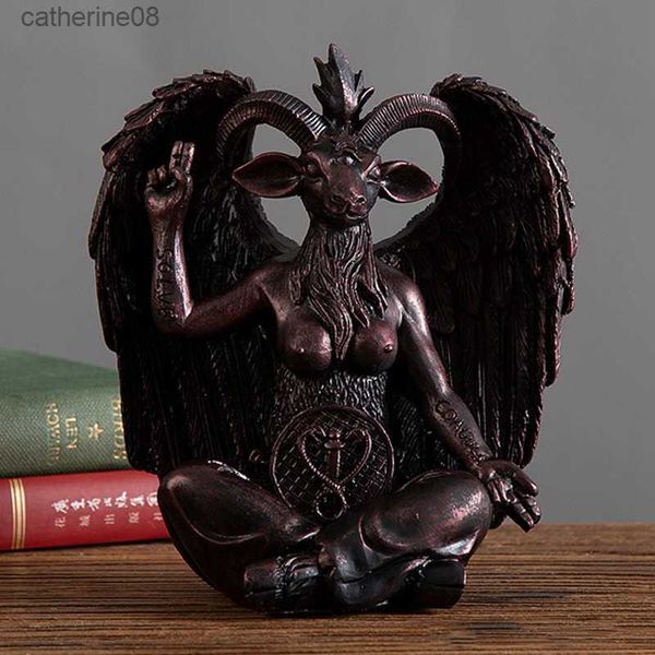 Baphomet Estátua Demônio Figura Resina Ornamento Artesanato Elementos Religiosos Boneca Escultura Casa Sala de Estar Decoração Acessórios Presente L230711