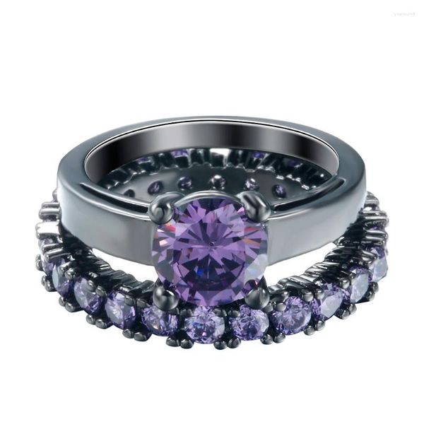 Anéis de casamento preto banhado a arma pave cz zircão joias vintage na moda para mulheres bijoux bague femme acessórios para anel de noivado