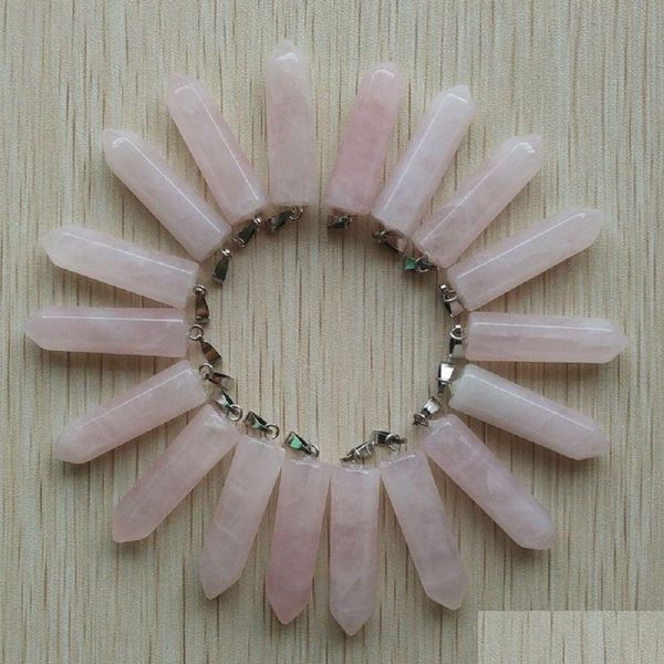 Charms Sortidas Pedra Natural Pingentes de Quartzo Rosa Ponto Pingente de Pilar Hexagonal Para Fazer Joias Faça Você Mesmo Pedras Preciosas Drop Delivery Fin Dh8Z9