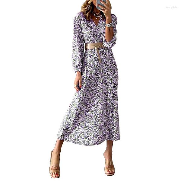 Abiti casual Abito donna stile bohémien Primavera estate Vestido scollo a V manica lunga