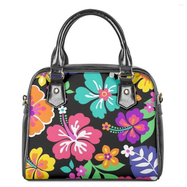 Sacos de noite verão flor impressão para mulheres cor durável zip pulseira sela bolsa nome personalizado moda couro sac a mains femme 2023