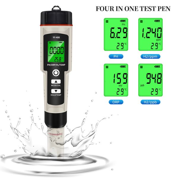Misuratori di pH 4 in 1 PH ORP H2 Misuratore di temperatura ricco di idrogeno Penna portatile Rilevatore di purezza dell'acqua per piscina per acquari Idroponica 230710