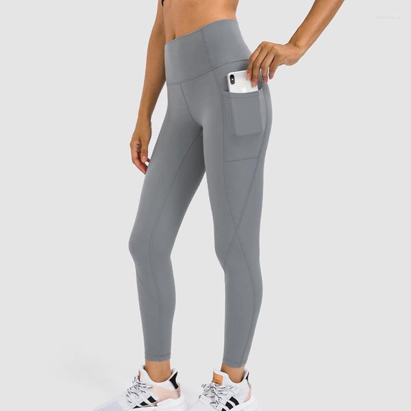 Pantaloni attivi Leggings sportivi da yoga con tasche per donna Palestra Fitness Vita alta Controllo della pancia Allenamento Pilates Corsa Motociclista Crossfit