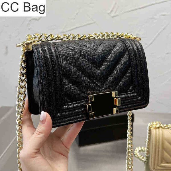 CC Bag Shopping Bags 2022ss Womens Chevron Line Boys Bag Caviar Vitello Quattro opzioni di colore Borsa Hardware dorato Catena Chiusura Cover Square M