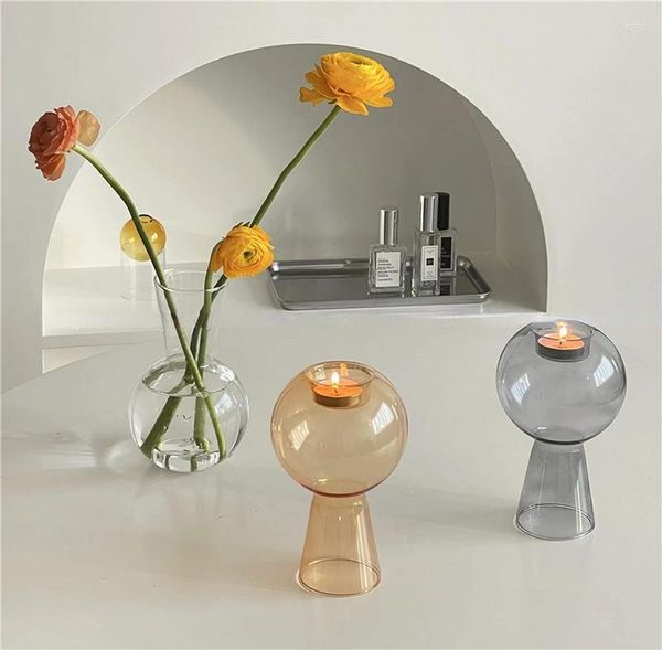 Vasen, selbstgemachte Vase und Kerzenhalter, Doppelzweck-Ornamente, Ins-Stil, Glas, Blumenarrangement, Heimdekorationsdesign