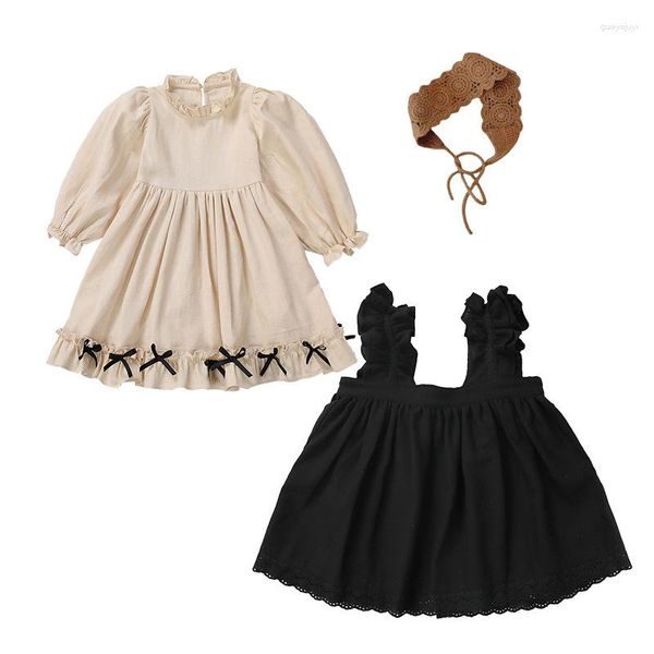 Kız Elbiseler Kız 'Lolita Pamuk İspanyol Prenses Elbise Ruffles Camisole 2piece Set 2-8y Suudi Arabistan