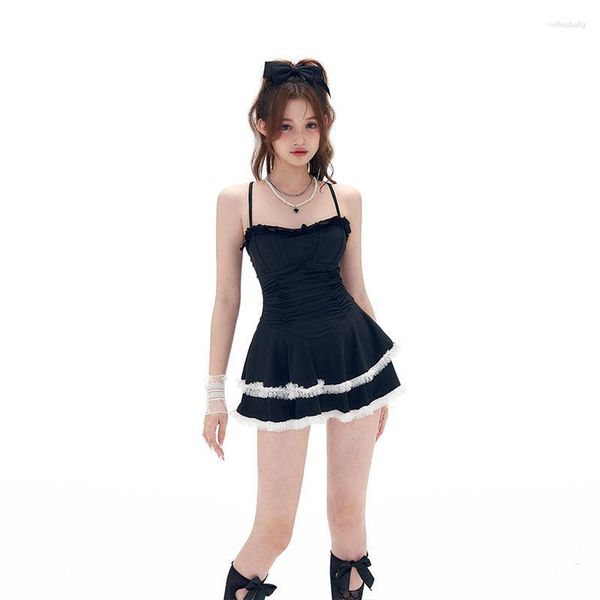 Costumi da bagno da donna Costume da bagno da donna Costume da bagno intero sexy senza schienale Kawaii Costume da bagno alla moda nero Abbigliamento da spiaggia