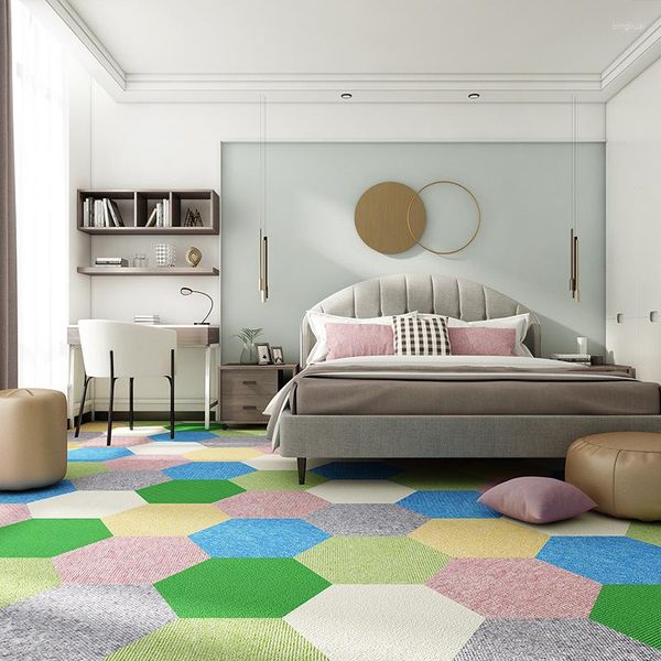 Tappeti Marchio Ambientale Colorato Casa Camera da letto Ufficio Patchwork Tappeto Soggiorno Tappetino per animali domestici in PVC in nylon quadrato pieno per bambini