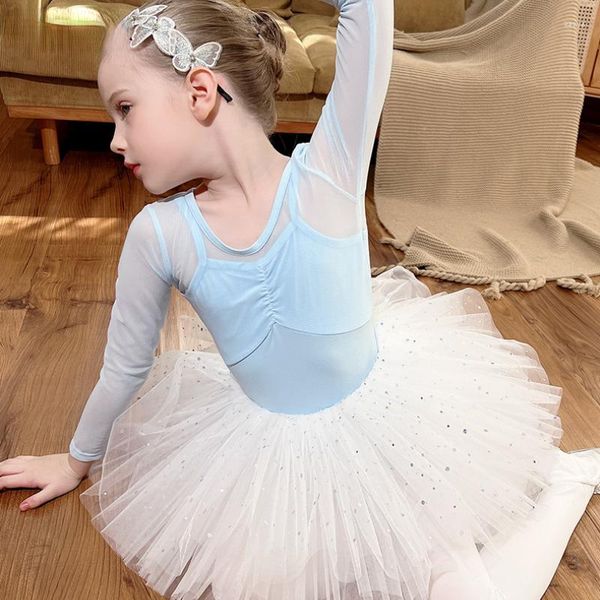 Traje de palco profissional clássico Swan Lake Ballet Crianças Collant Ginástica Meninas Bailarina Trajes de Dança Tutu Saia Outfit