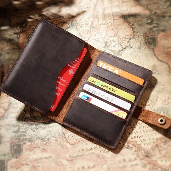 Сумки для хранения кожаная паспортная обложка Men Vintage Business Travel Wallet Подлинные обложки для паспортов Организатор документа