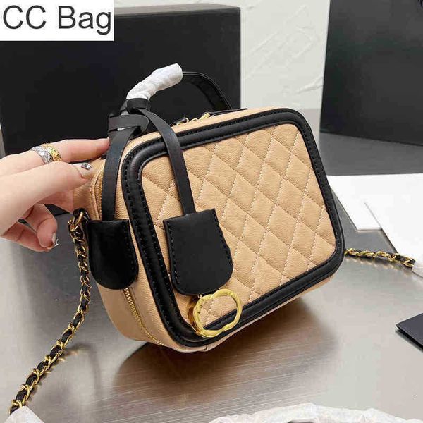 CC Bag Shopping all'ingrosso Classic Filigrana Vanity Case Totes Caviar Pelle di vitello Designer di lusso Plaid trapuntato Catena in metallo dorato