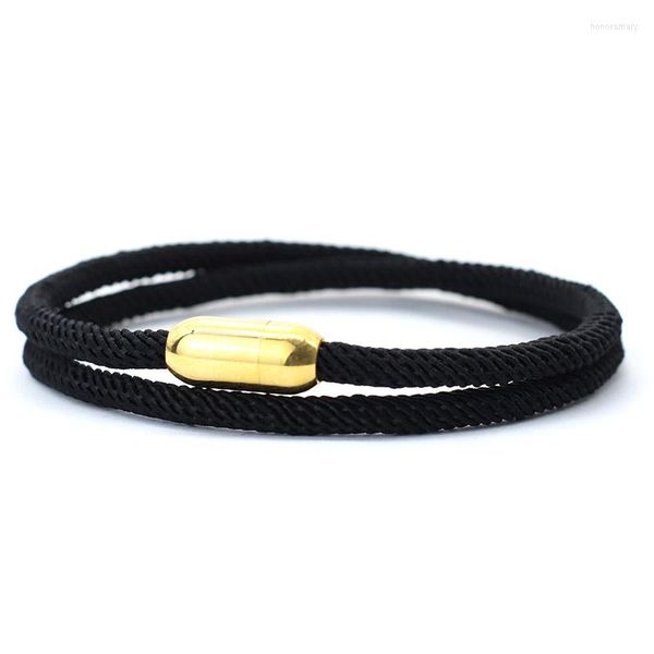 Braccialetti con ciondoli Braccialetto a catena in corda minimalista Homme Donna Fibbia magnetica in acciaio inossidabile Campeggio esterno Braslet Pulseira Corda Masculina