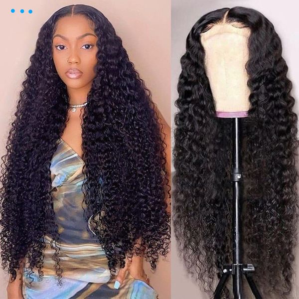 Красивая девочка Deep Wave 13x4 Кружевая фронтальная человеческая волоса парики индийские парики для волос для чернокожих