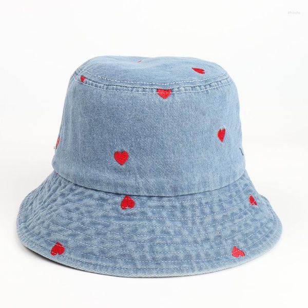 Boinas Bucket Hat Feminino Jeans Lavados Tecido Primavera Verão Sol Praia Azul Boné Durável Acessório Ao Ar Livre Para Adolescentes