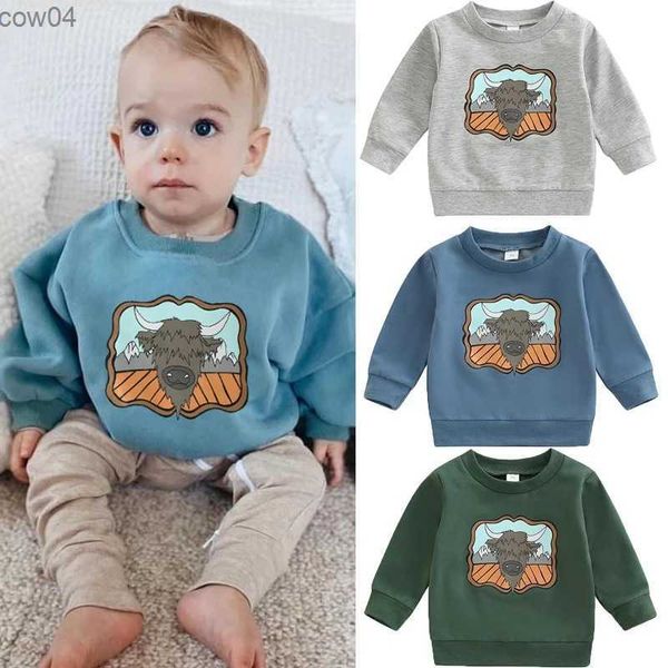 Baby Boy Cartoon Kuh Druck Sweatshirt 2023 Casual Kinder Mode Multi-farbe Kühlen Säuglings Hoodies 0-3Y Neugeborene Herbst Kleidung l230625