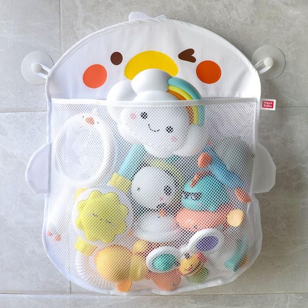 Borse portaoggetti Giocattoli da bagno per bambini Simpatica borsa per giocattoli in rete a rete con anatra forte con ventose Gioco Organizzatore per bagno Acqua