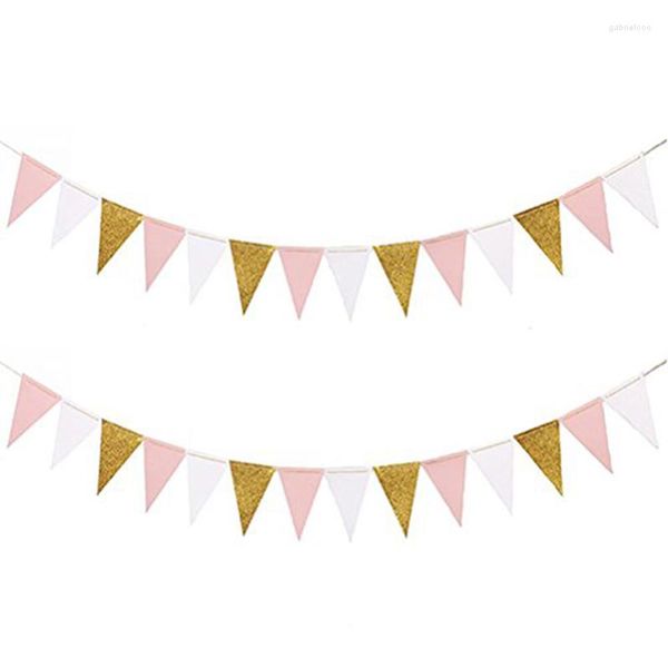 Décoration de fête 3 m papier fanion bannière drapeaux Triangle bruant pour douche nuptiale mariage bébé anniversaire événement fournitures