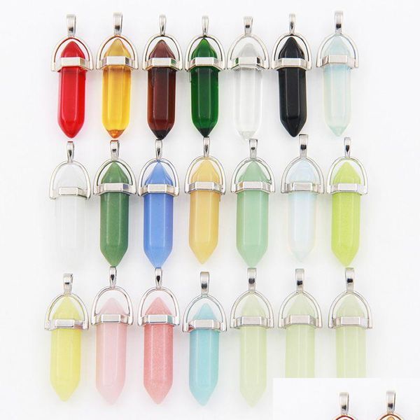 Charms Luminous Stone Hexagonal Column Glass Crystal Chakra Healing Pendant For Necklace Jewelry Accessories Drop Delivery Findings Dhlk0