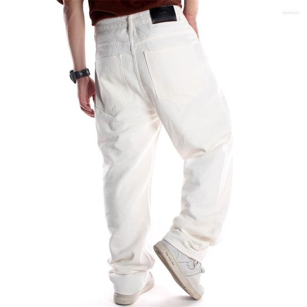 Herren Jeans Herren Große Größe Weiß Lose Lässige Große Tasche Hip Hop Hose Biker 30-46