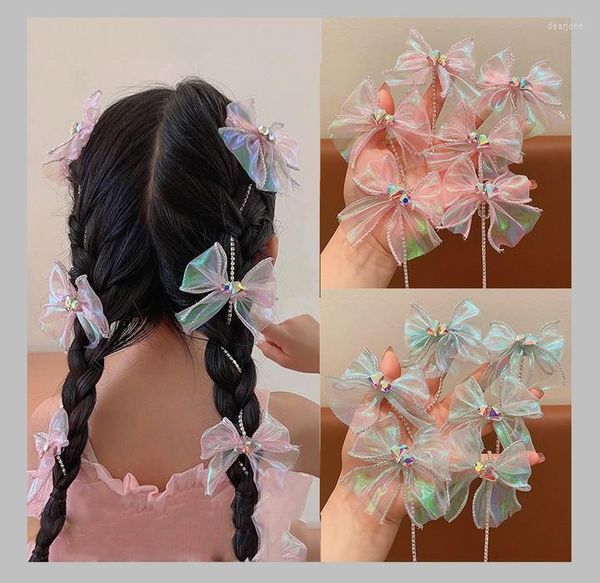 Acessórios de cabelo Laço com miçangas Crianças Flores coloridas Corrente trançada Pérola Borboleta Meninas Verão Bebê