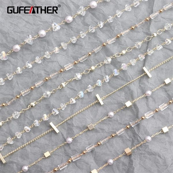 Zincirler Gufeather M347 Metal Boncuk Zinciri Geçiş Erişim Nikel Ücretsiz 18K Altın Takı Aksesuarları DIY Küpe Kolye Yapan 3 M lot 230710