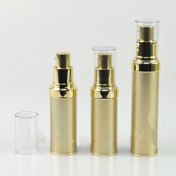 100 pz/lotto 20 ML 30 ML Pompa Airless Bottiglia con Tappo trasparente Bottiglia di Imballaggio di Essenza Cosmetica Bottiglia di Vuoto Oro Bvrlt