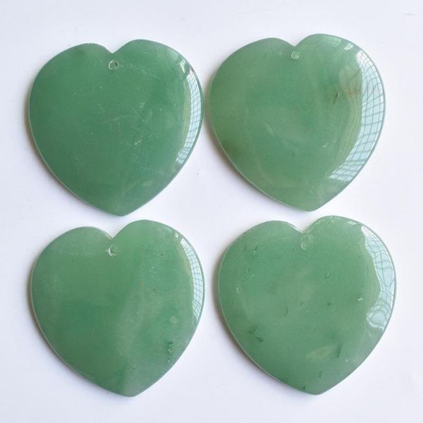 Collane con pendente all'ingrosso 4 pz / lotto 2023 moda alta qualità naturale avventurina verde amore pendenti a forma di cuore 50mm per creazione di gioielli