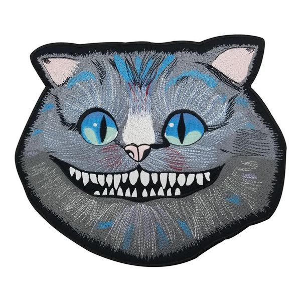 Patch bordado grande Cheshire Cat Iron em tamanho grande para a parte de trás da jaqueta Rider Biker Patch 250b