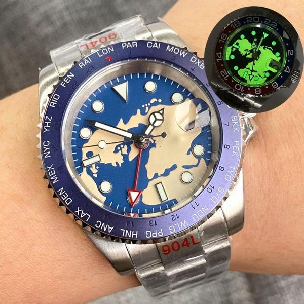 Armbanduhren 200M Wasserdicht NH34A 316L Edelstahl Mechanische Uhr Männer Uhr Grün Leuchtende Rote GMT Hand Reloj Hombre