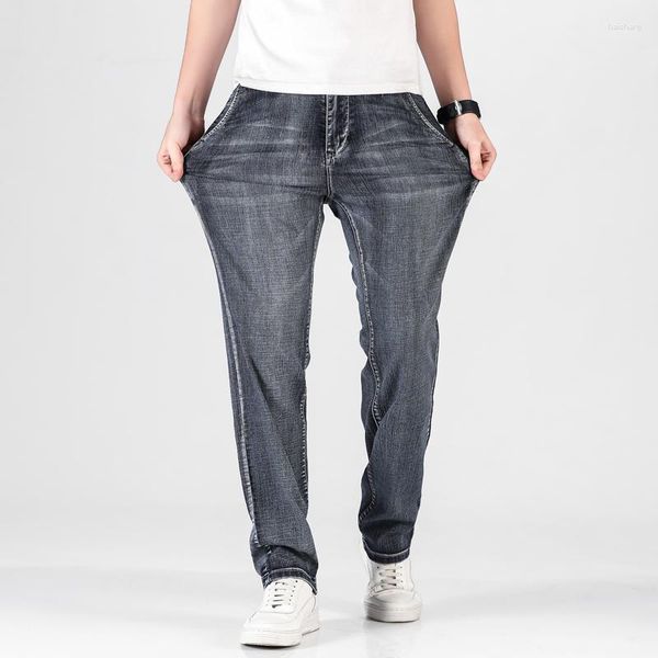 Мужские джинсы 2023 модный корейский стиль мешковываемые деловые брюки Джинсовая джинсовая джинсовая качество высококачественное высококачественное классическое