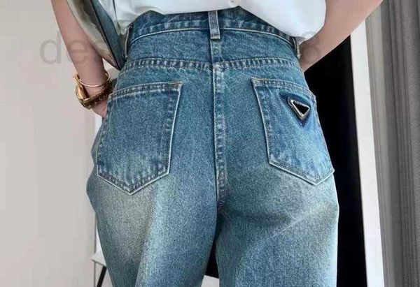 Jeans Feminino Designer Novas Calças Femininas Com Letras Budge Estilo de Moda Para Lady Slim Calça Jeans Longa Reta Azul Jean Vintage Roupas Clássicas YFJ6