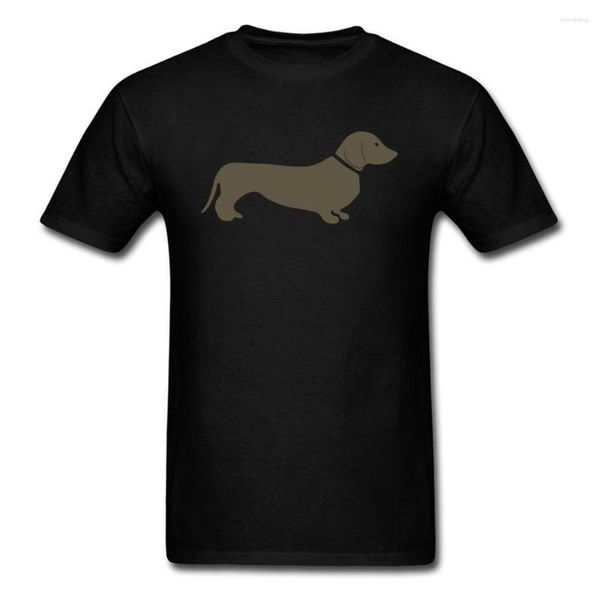 Camisetas masculinas simples para venda 2023 chique masculino Dachshund Salsicha cachorro logotipo estampado camiseta preta manga curta plus size