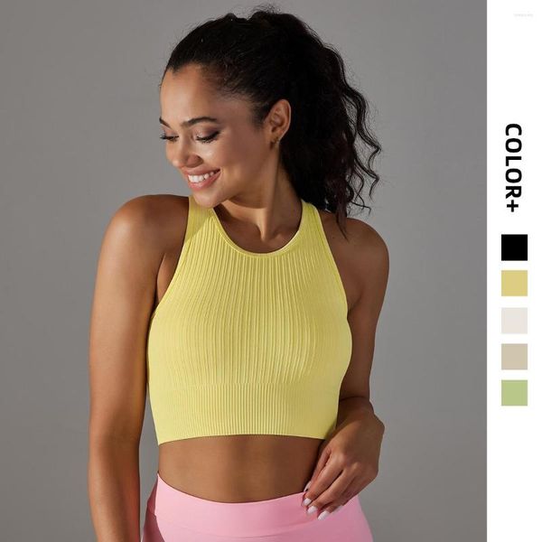 Canotte da donna Top sportivo da donna Reggiseno da yoga Palestra Gilet senza cuciture Fitness a costine Allenamento da corsa Per le donne Traspirante a prova di sudore