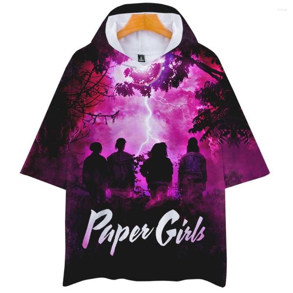 Männer T Shirts Papier Mädchen Manga Mit Kapuze T-shirt Frauen Männer T-shirt Kurzarm Harajuku Streetwear 2023 Fernsehen 3D Kleidung