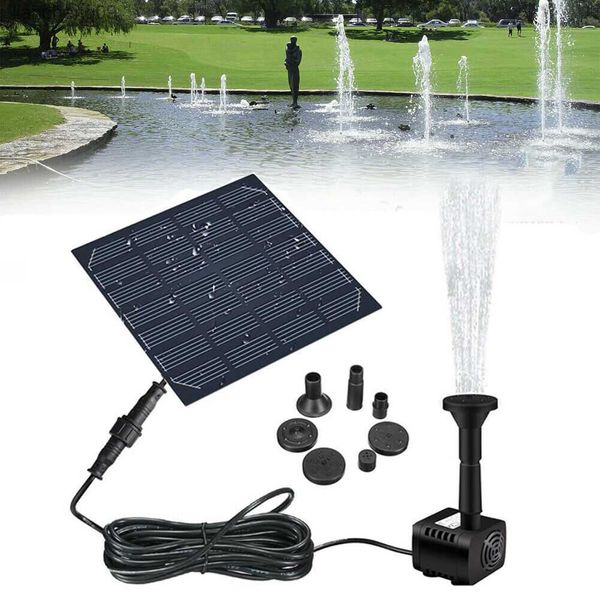 Solarpanelbetriebener Wasserbrunnen für Pool, Teich, Garten, Wassersprinkler, Sprühgerät mit Wasserpumpe, 3 Sprühköpfe, L230620