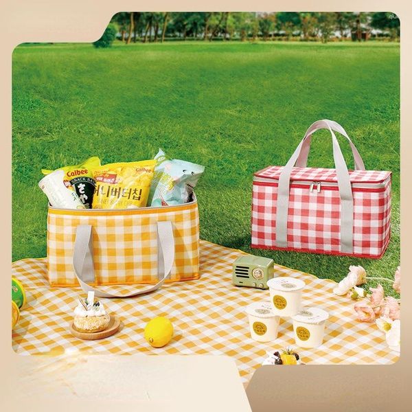 Borse portaoggetti Borsa da picnic Scatola termica portatile con isolamento termico Grande pranzo da campeggio all'aperto Film di alluminio ispessito impermeabile